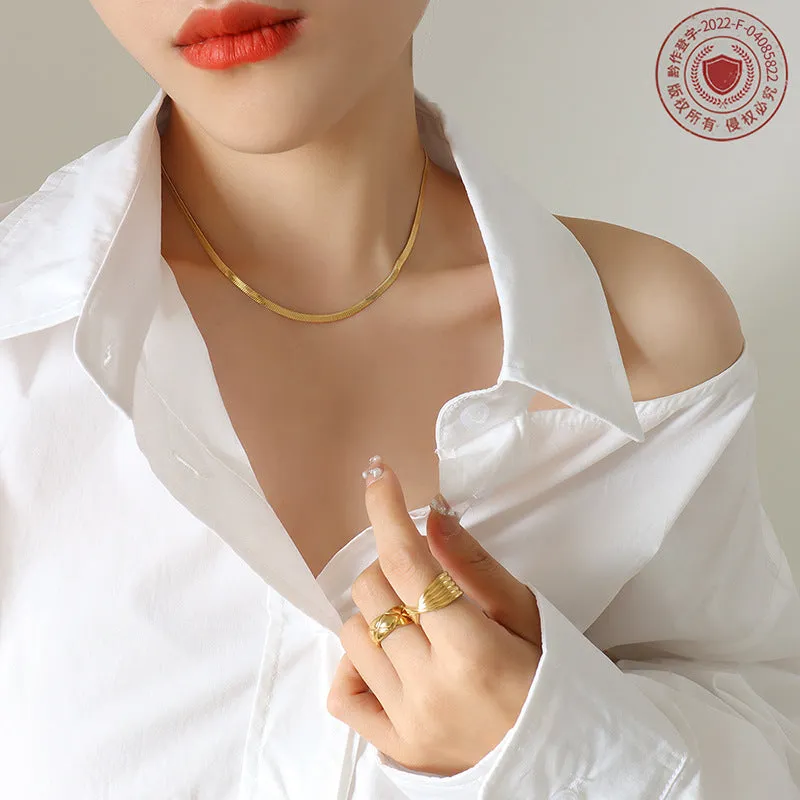 Wholesale 18K Gold Plated Snake Bone Chain Necklace Bracelet Jewelry Set