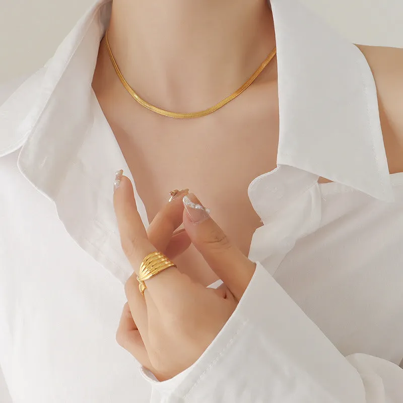 Wholesale 18K Gold Plated Snake Bone Chain Necklace Bracelet Jewelry Set
