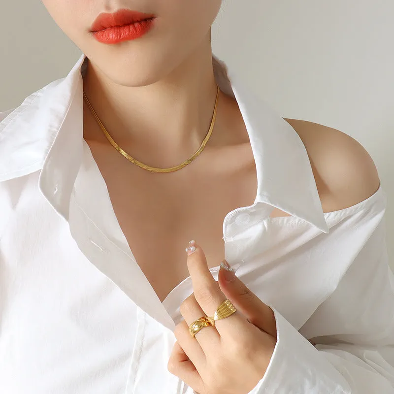 Wholesale 18K Gold Plated Snake Bone Chain Necklace Bracelet Jewelry Set