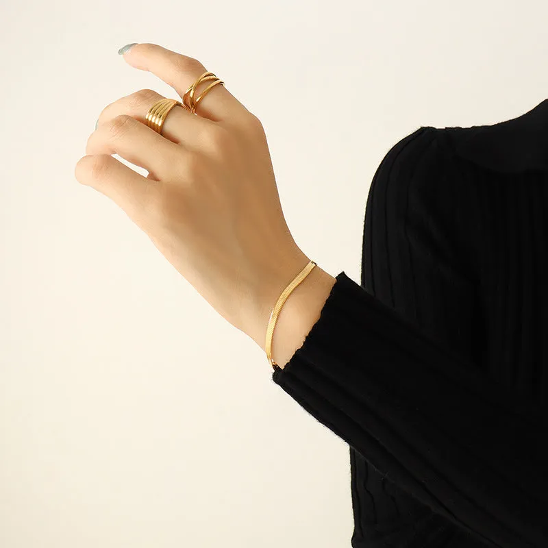 Wholesale 18K Gold Plated Snake Bone Chain Necklace Bracelet Jewelry Set