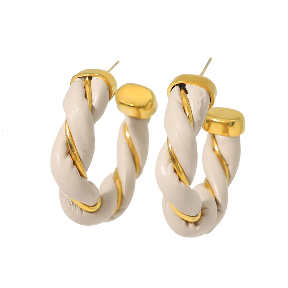 Wholesale 18K Gold-plated Titanium Steel Twist Pattern C-shaped Stud Earrings