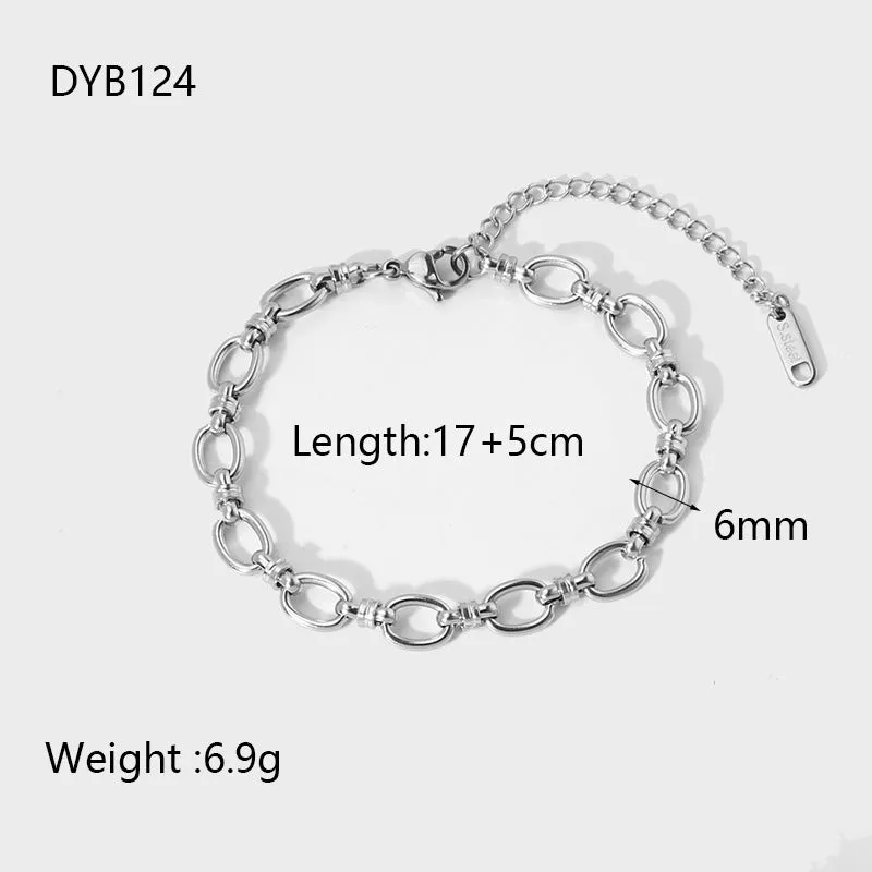 Wholesale  18K gold  plating Oval chain cross buckle stainless steel Fashion bracelet