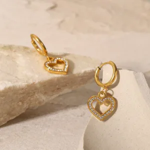 Wholesale 18K Gold Stainless Steel Cutout Love Zircon Earrings