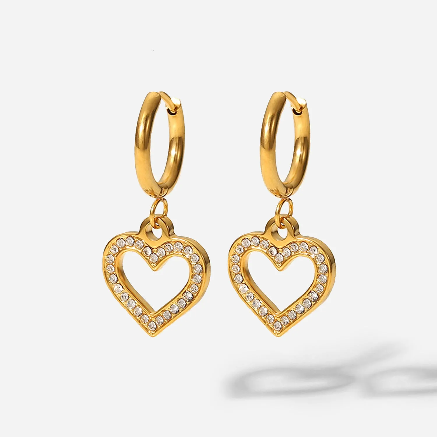Wholesale 18K Gold Stainless Steel Cutout Love Zircon Earrings
