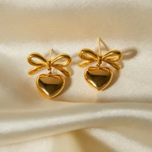 Wholesale 18K Gold Stainless Steel Heart Earrings
