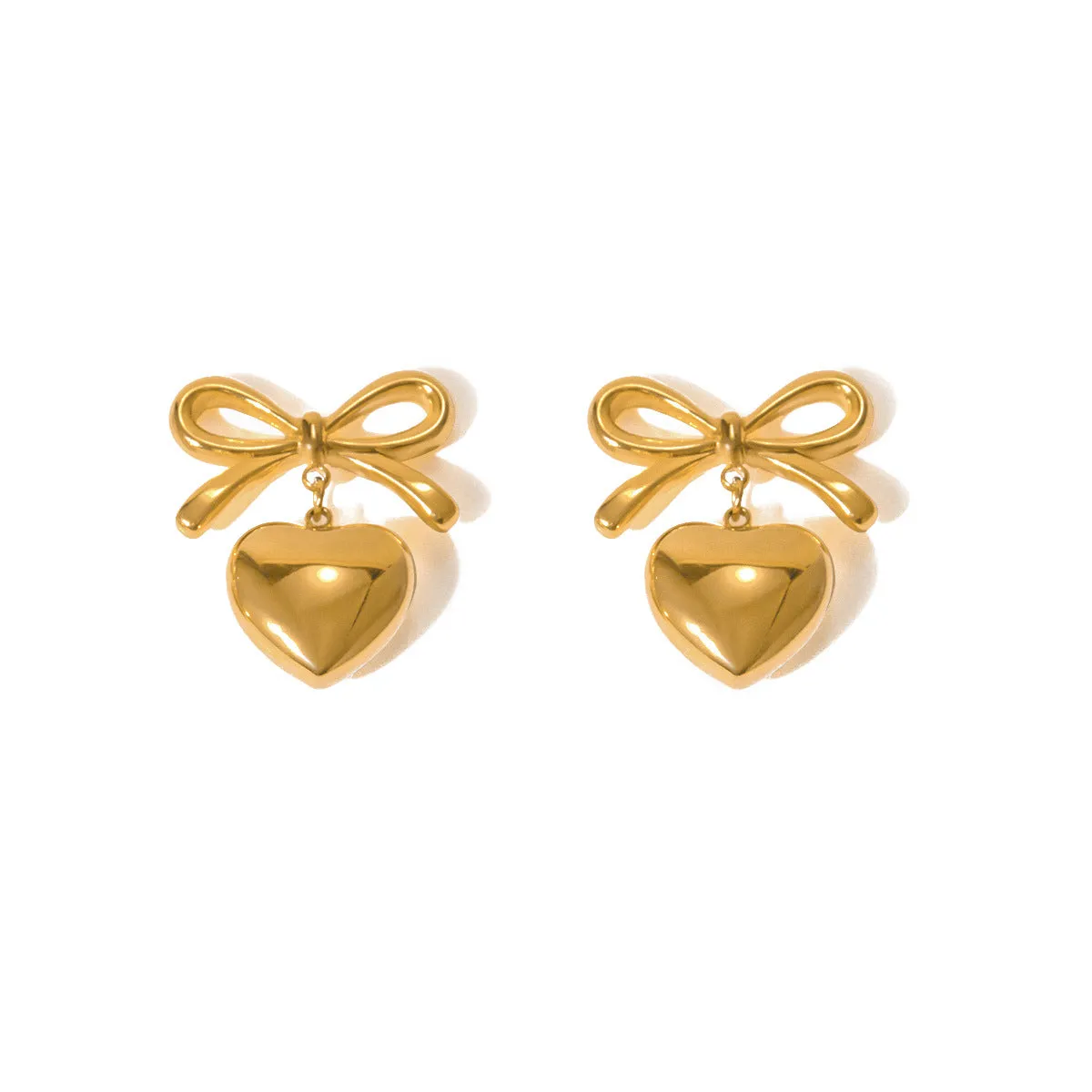Wholesale 18K Gold Stainless Steel Heart Earrings