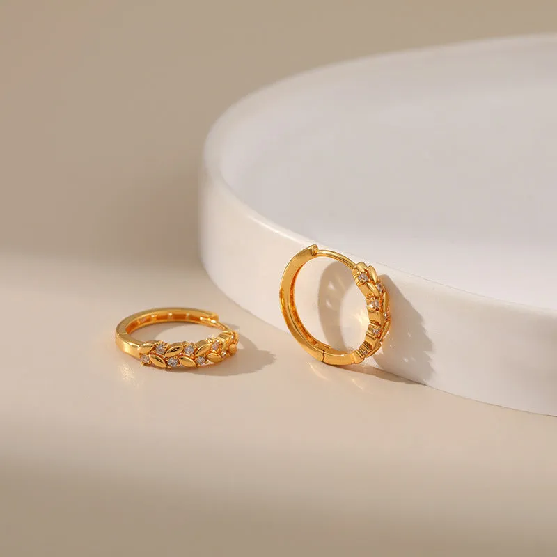 Wholesale 18K Real Gold Plated Wheat Earrings