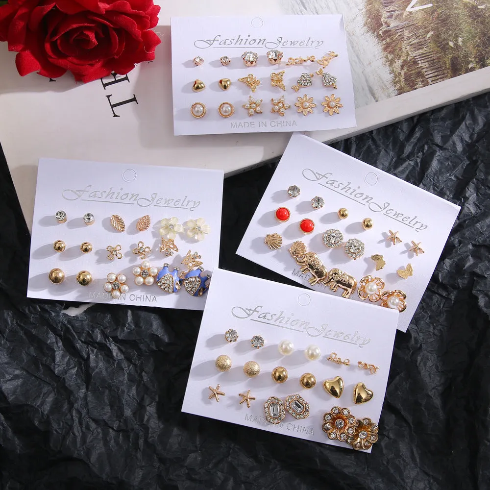 Wholesale 1set Elephant Pearl Fashion Earrings Set