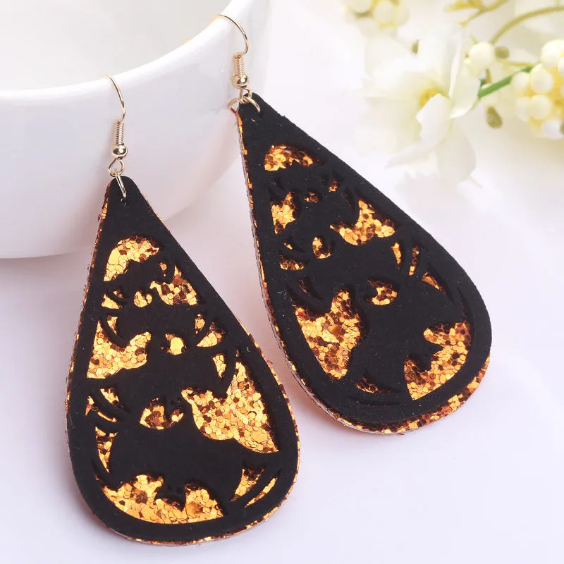 Wholesale 2 Pair/Pack Bat Ghost Cat Pumpkin Double Layer Earrings