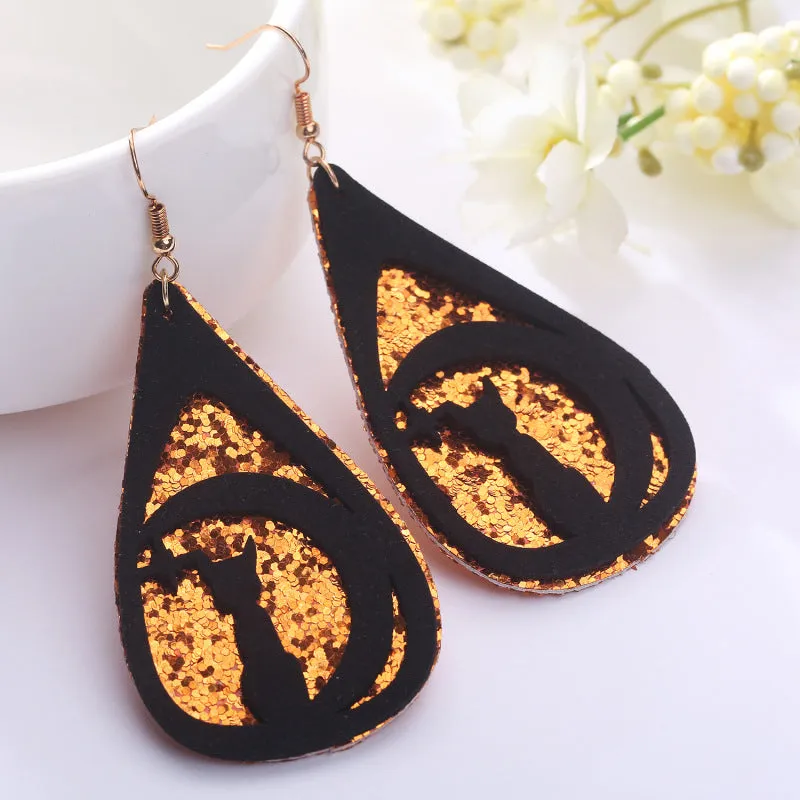 Wholesale 2 Pair/Pack Bat Ghost Cat Pumpkin Double Layer Earrings