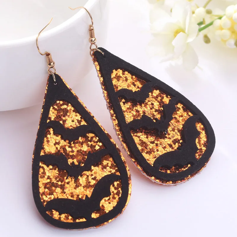 Wholesale 2 Pair/Pack Bat Ghost Cat Pumpkin Double Layer Earrings