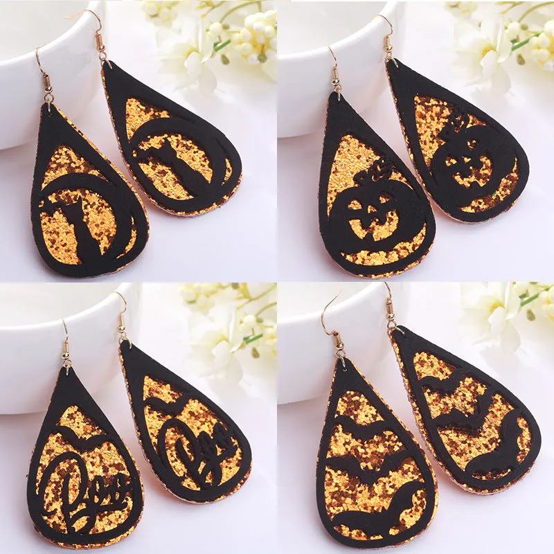 Wholesale 2 Pair/Pack Bat Ghost Cat Pumpkin Double Layer Earrings