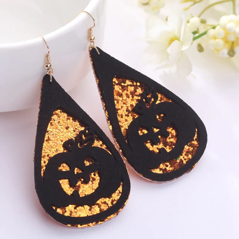 Wholesale 2 Pair/Pack Bat Ghost Cat Pumpkin Double Layer Earrings