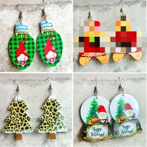 Wholesale 2 Pair/Pack Christmas Vintage Rainbow Leopard Acrylic Earrings