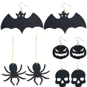 Wholesale 2 Pair/Pack Halloween Skull Spider Earrings