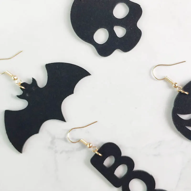 Wholesale 2 Pair/Pack Halloween Skull Spider Earrings