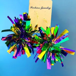 Wholesale 2 Pairs/pack Carnival Shiny Big Ball Fireworks  Mardi Gras Earrings
