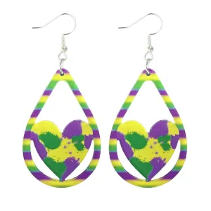 Wholesale 2 Pairs/pack Carnival Shiny Gleaming Leather Triple Layer  Mardi Gras Earrings