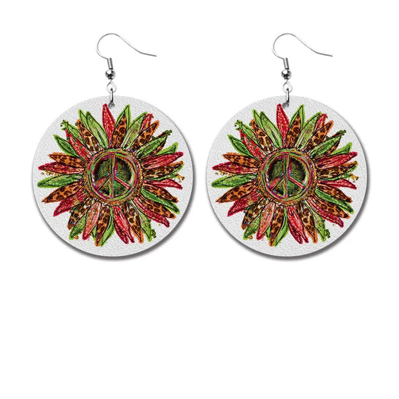 Wholesale 2 Pairs/pack Christmas Cow Elk Santa Claus Leopard Print Leather Earrings