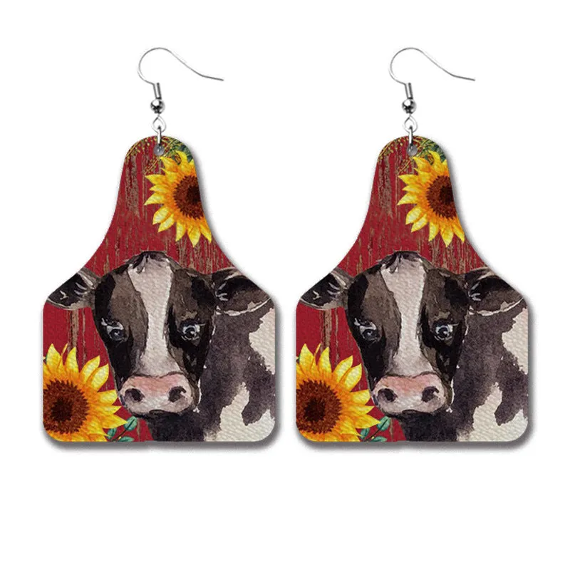Wholesale 2 Pairs/pack Christmas Cow Elk Santa Claus Leopard Print Leather Earrings