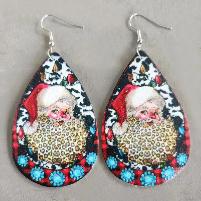 Wholesale 2 Pairs/Pack Christmas Vintage Leather Earrings