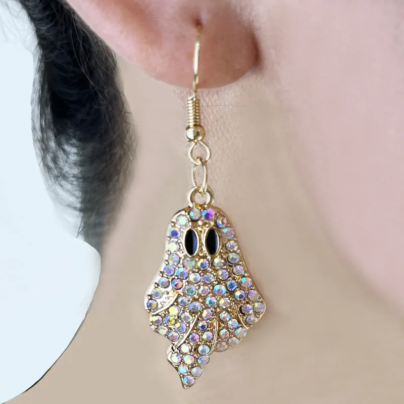 Wholesale 2 Pairs/pack Halloween Pumpkin Ghost Diamond Earrings