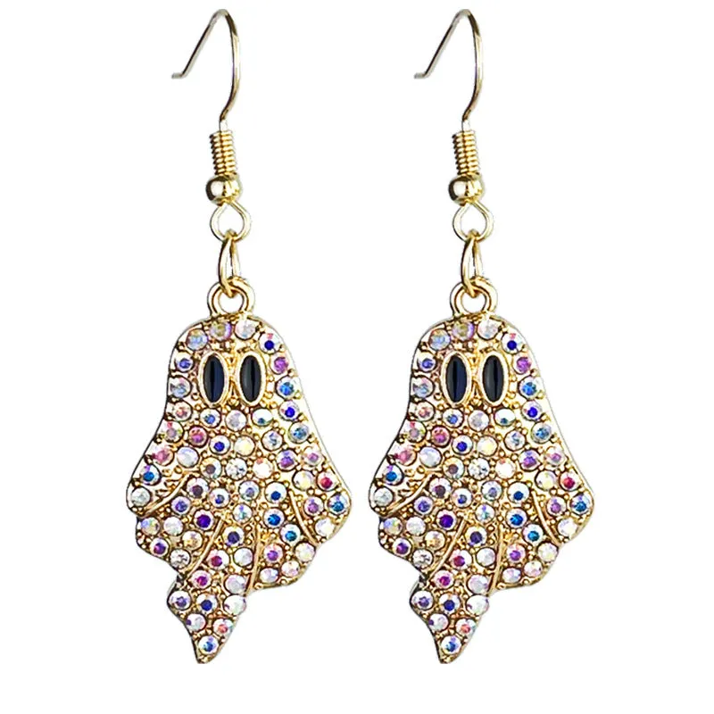 Wholesale 2 Pairs/pack Halloween Pumpkin Ghost Diamond Earrings