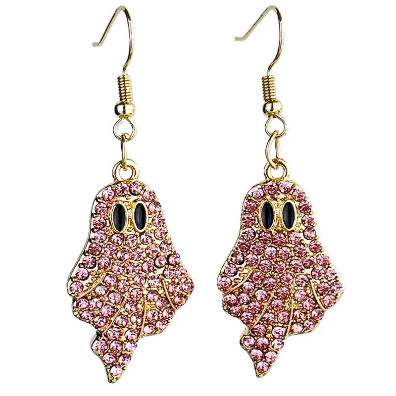 Wholesale 2 Pairs/pack Halloween Pumpkin Ghost Diamond Earrings