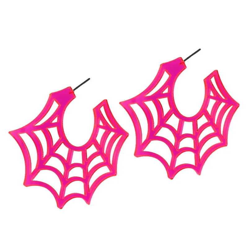 Wholesale 2 Pairs/pack Halloween Spider Web Fluorescent Retro Earrings