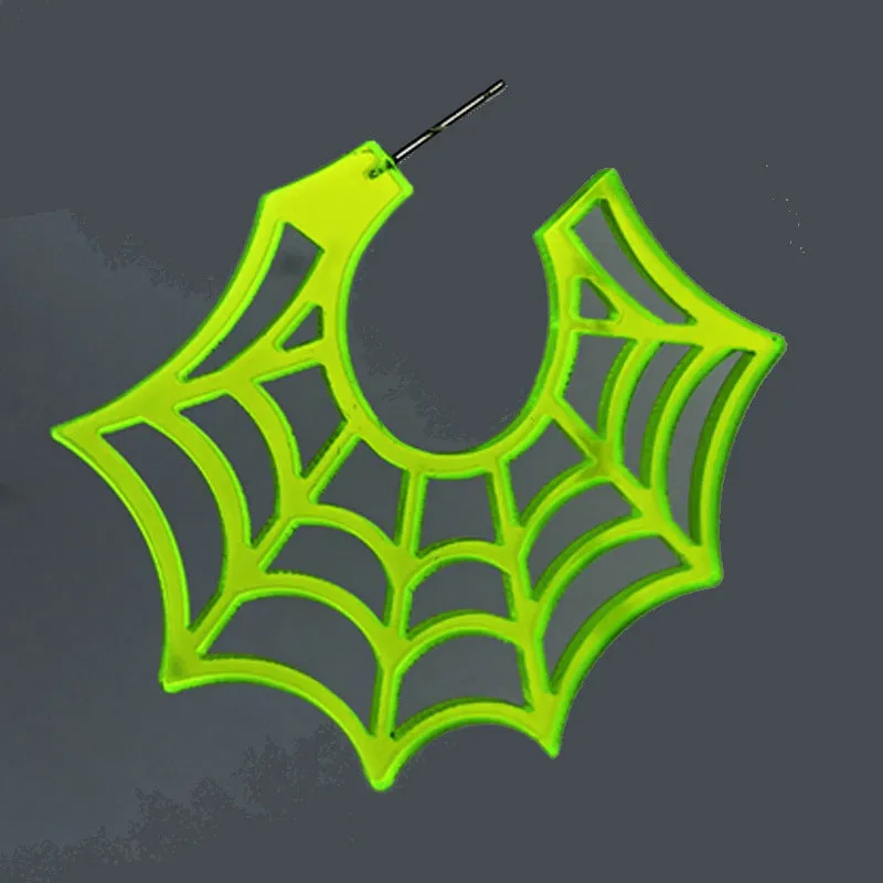 Wholesale 2 Pairs/pack Halloween Spider Web Fluorescent Retro Earrings