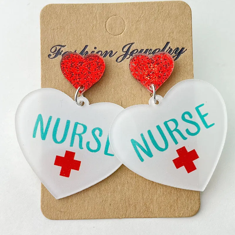 Wholesale 2 Pairs/pack Medical Tablets Stethoscope Electrocardiogram Acrylic Earrings