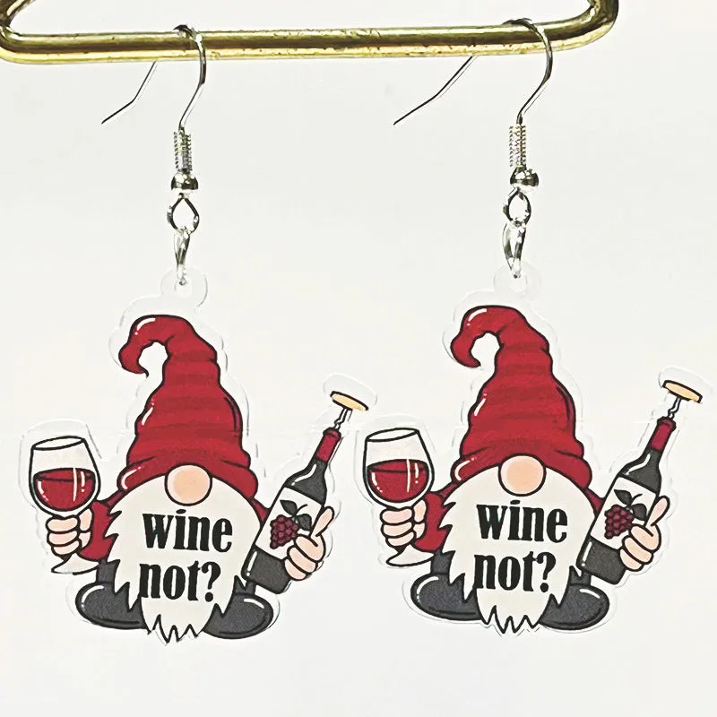 Wholesale 2 Pairs/pack Red Wine Celebration Wine Acrylic Earrings