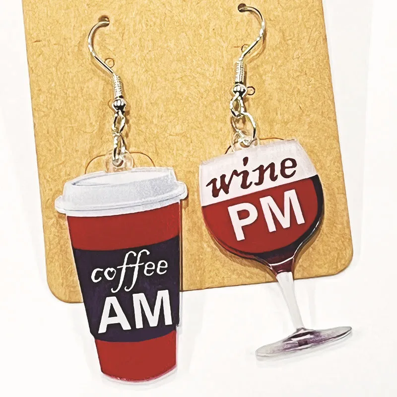 Wholesale 2 Pairs/pack Red Wine Celebration Wine Acrylic Earrings