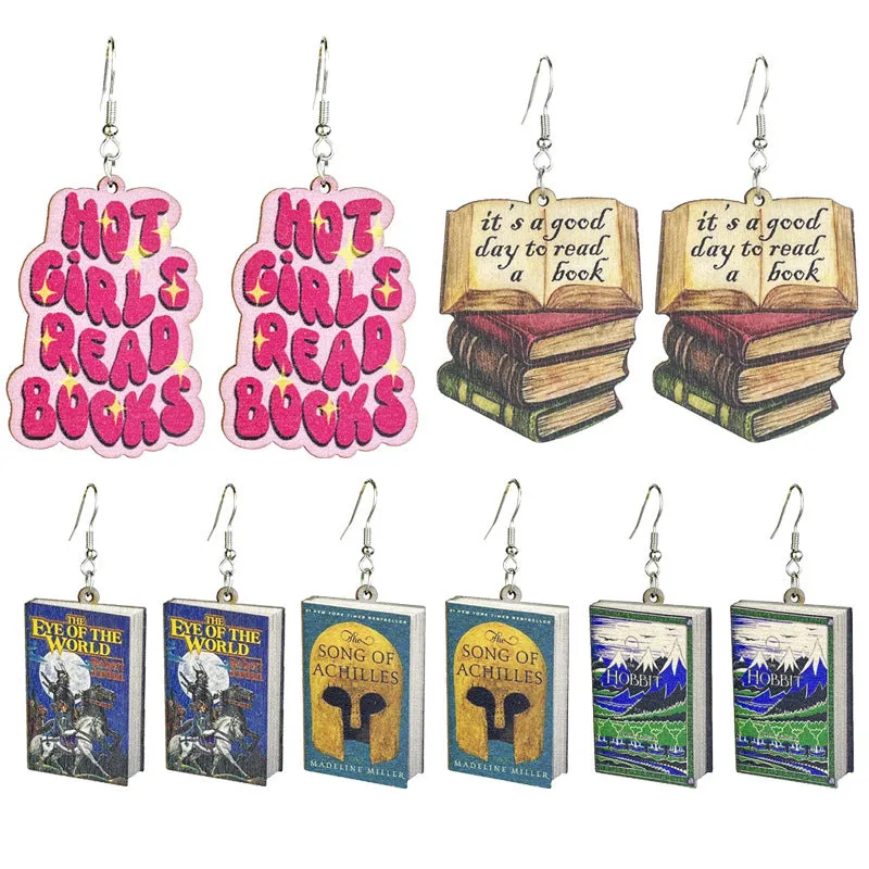Wholesale 2 Pairs/pack Retro Reading Day Simple Temperament Forest Wood Earrings