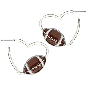 Wholesale 2 Pairs/pack Rugby Themed Big Hoop Heart Earrings
