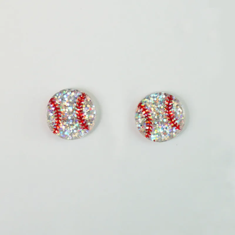 Wholesale 2 Pairs/Pack Shiny Football Baseball Acrylic Earrings