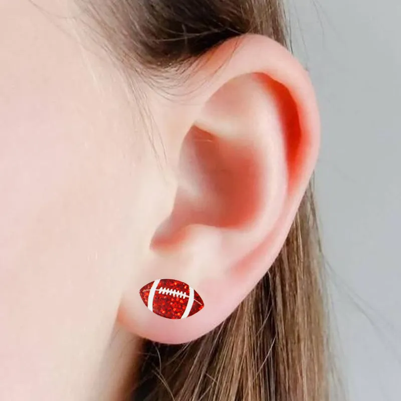 Wholesale 2 Pairs/Pack Shiny Football Baseball Acrylic Earrings