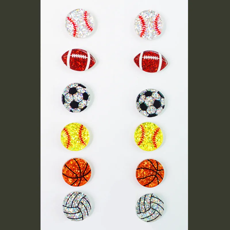Wholesale 2 Pairs/Pack Shiny Football Baseball Acrylic Earrings