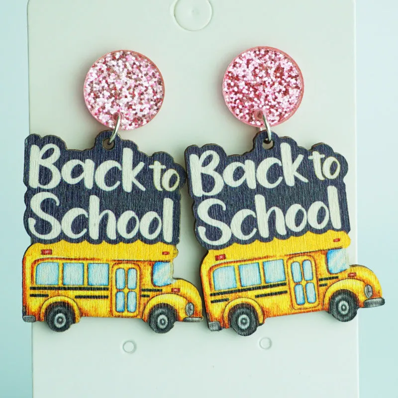 Wholesale 2 Pairs/Pack Shiny Pencil Tie Dye Heart Wooden Earrings
