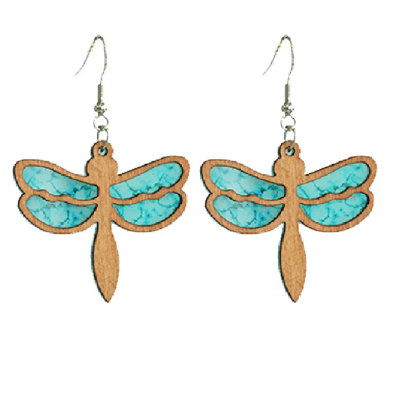 Wholesale 2 Pairs/Pack Summer Ocean Style Seahorse Butterfly Turtle Wooden Earrings