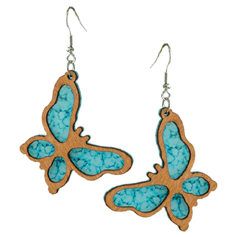 Wholesale 2 Pairs/Pack Summer Ocean Style Seahorse Butterfly Turtle Wooden Earrings