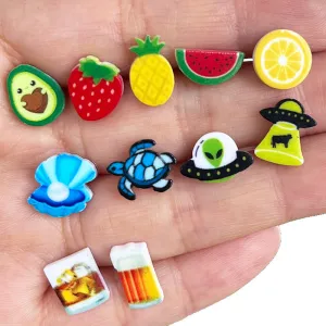Wholesale 2 Pairs/Pack UFO Turtle Shell Strawberry Avocado Acrylic Earrings