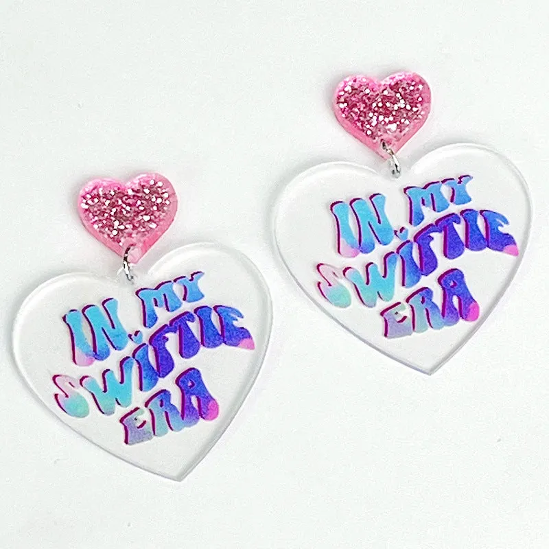 Wholesale 2 Pairs/pack Valentine's Day LOVE Glitter Butterfly Love Tape Acrylic Earrings