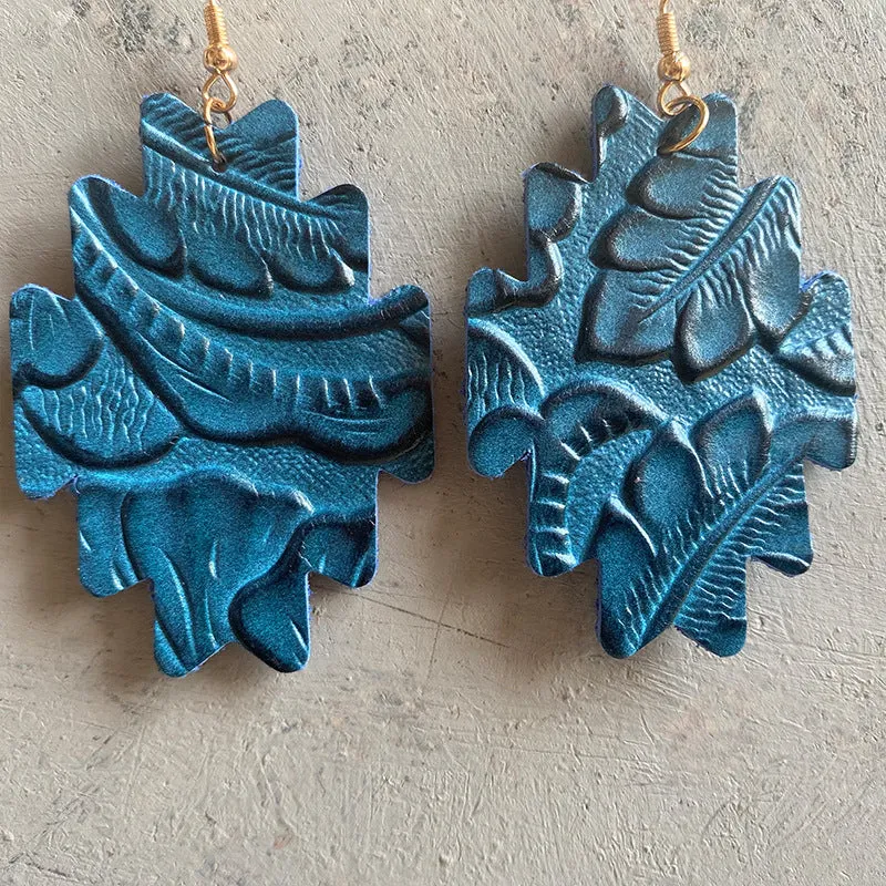 Wholesale 2 pairs/pack Western Style Aztec Leather Earrings