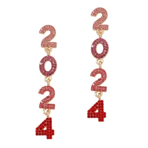 Wholesale 2024 Full Diamond Digital Zinc Alloy Earrings
