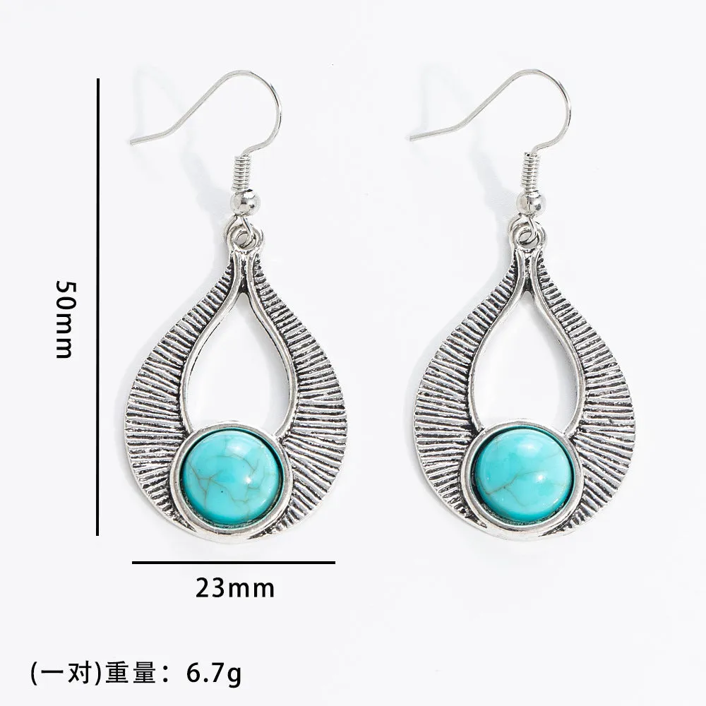Wholesale 20pcs Bohemian Vintage Turquoise Alloy Earrings
