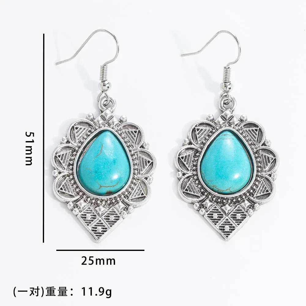 Wholesale 20pcs Bohemian Vintage Turquoise Alloy Earrings