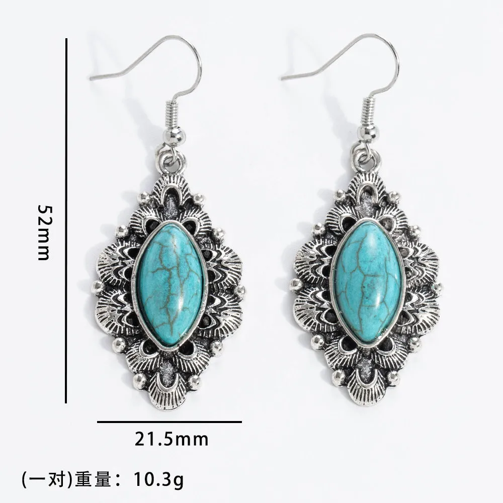 Wholesale 20pcs Bohemian Vintage Turquoise Alloy Earrings
