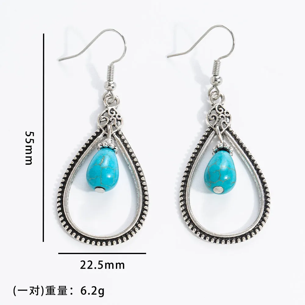 Wholesale 20pcs Bohemian Vintage Turquoise Alloy Earrings