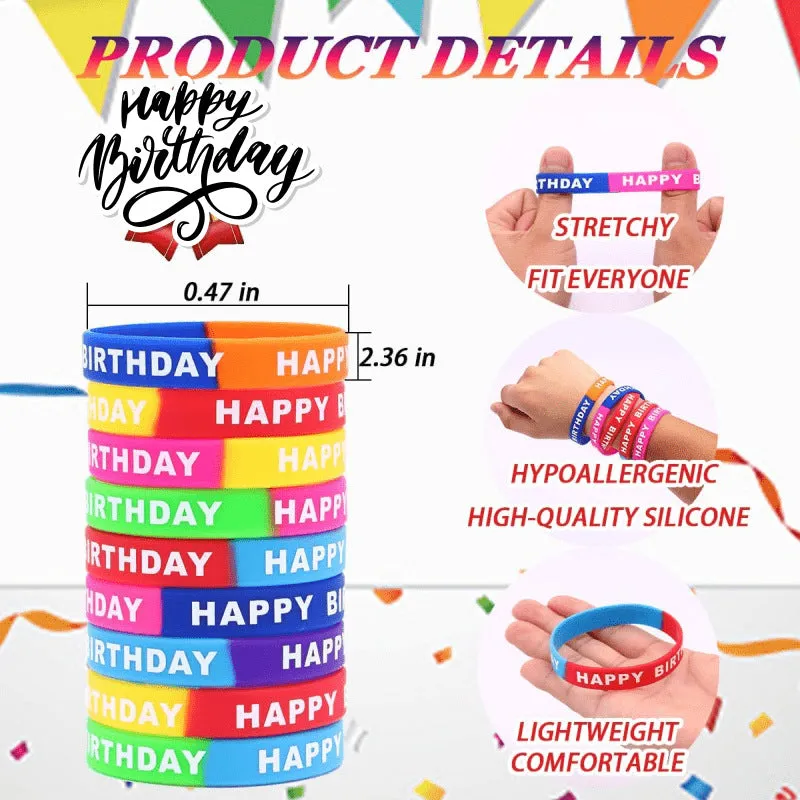 Wholesale 20PCS Happy Birthday Single Color Printed Rubber Bracelet